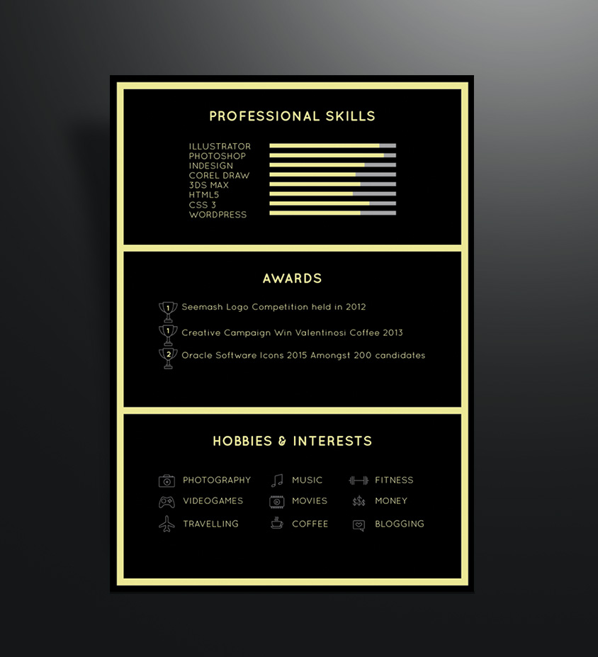 free black elegant resume cv design template for art