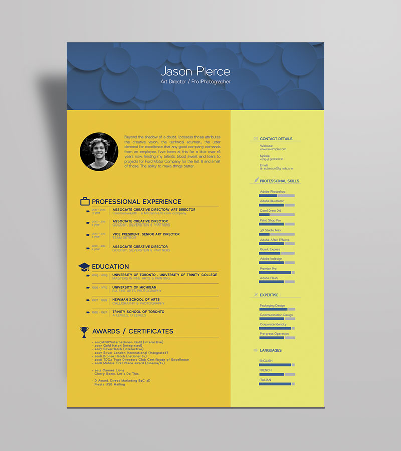 free beautiful resume  cv  template for graphic designer