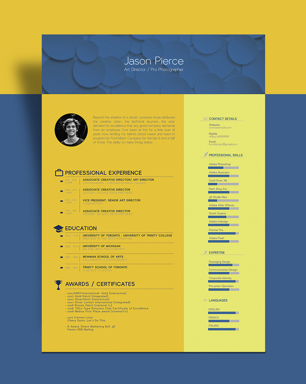 free beautiful resume  cv  template for graphic designer    art director