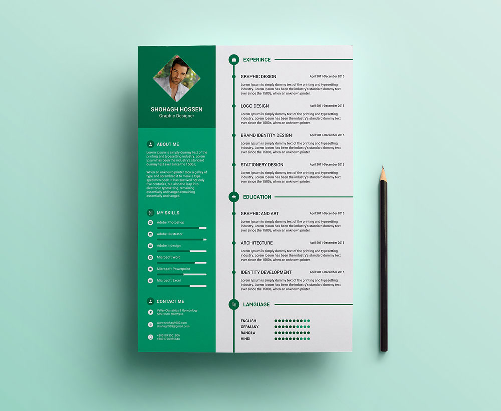 free clean resume design template in psd format