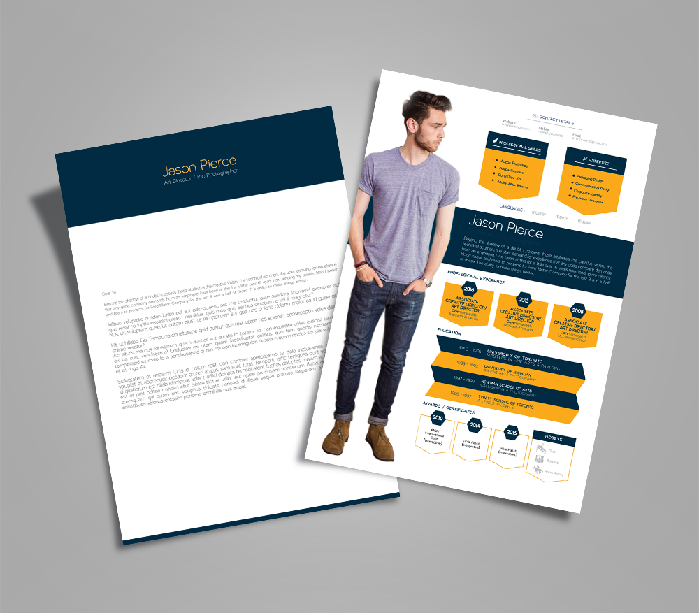 creative resume  cv  design  cover letter template  4 psd mock-ups  u0026 100 resume icons