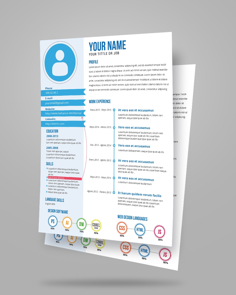 free fresh creative resume  cv  template design ai file