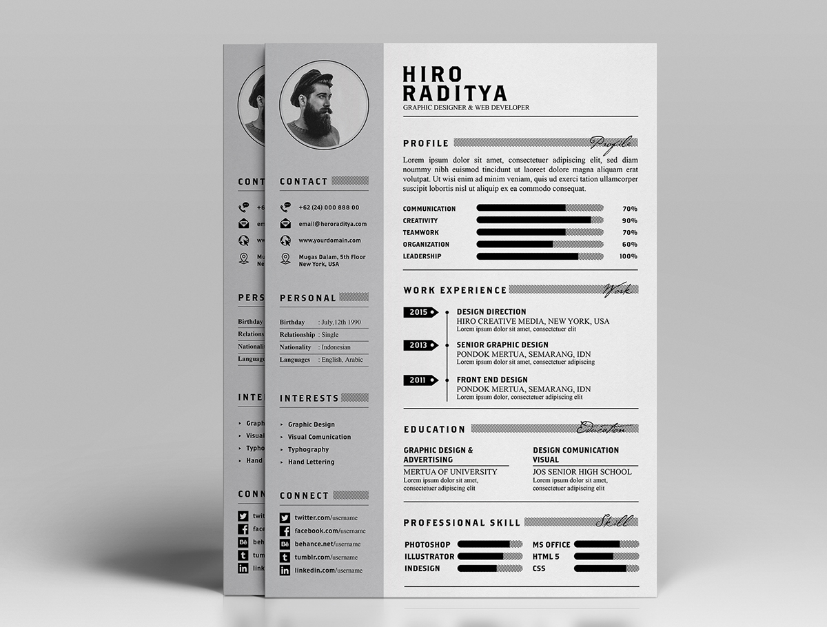 free resume  cv  design template with cover letter