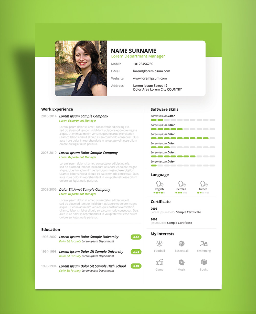 Free Beautiful Resume CV Design Template PSD PPT File Good Resume