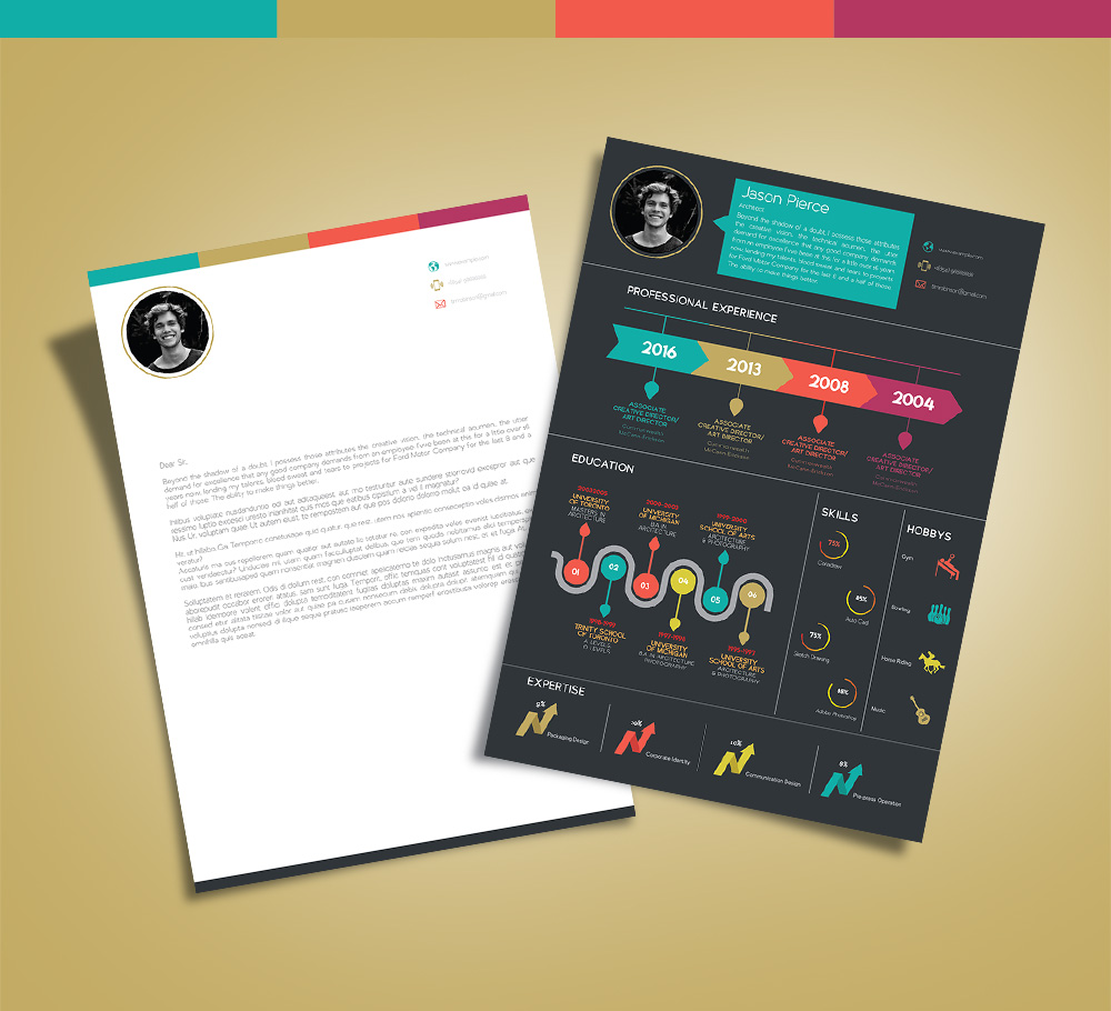 free creative infographic resume template with cover