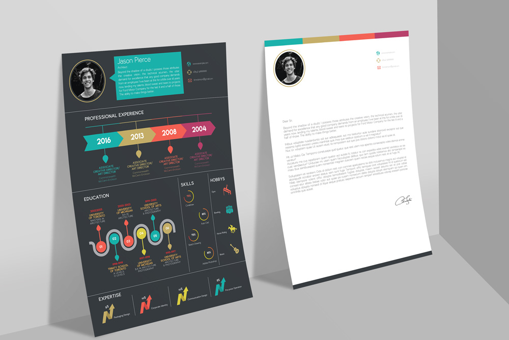 free creative infographic resume template with cover