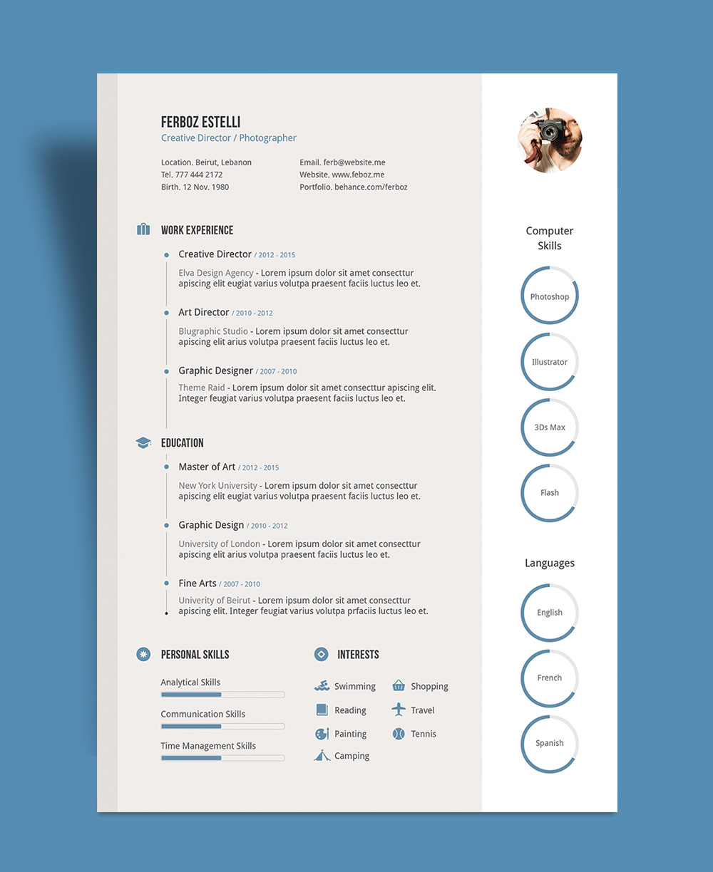 free professional resume  cv  template with cover letter