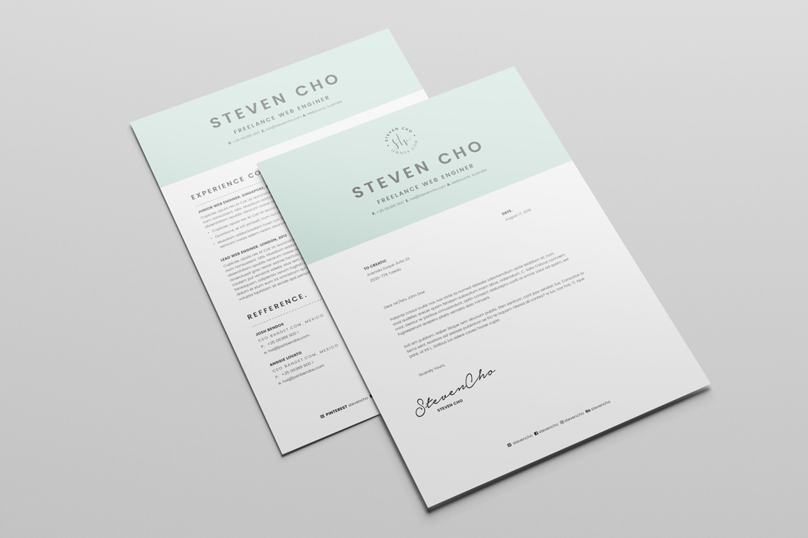free minimalist resume  cv  design template with cover letter in doc  u0026 indesign
