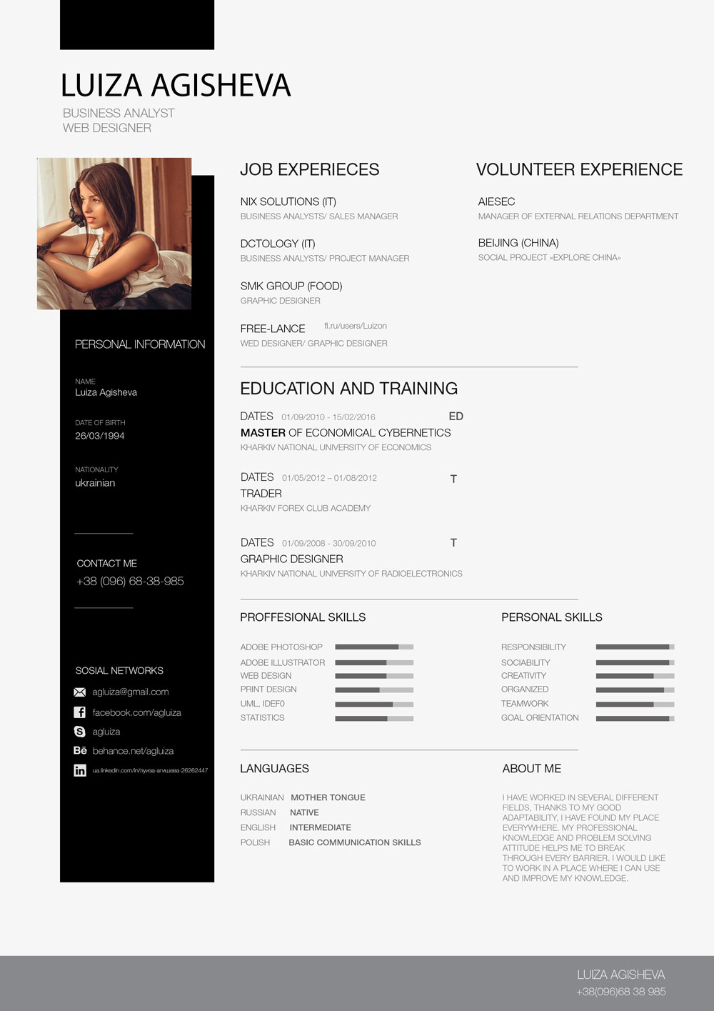 free beatiful cv template for business analyst