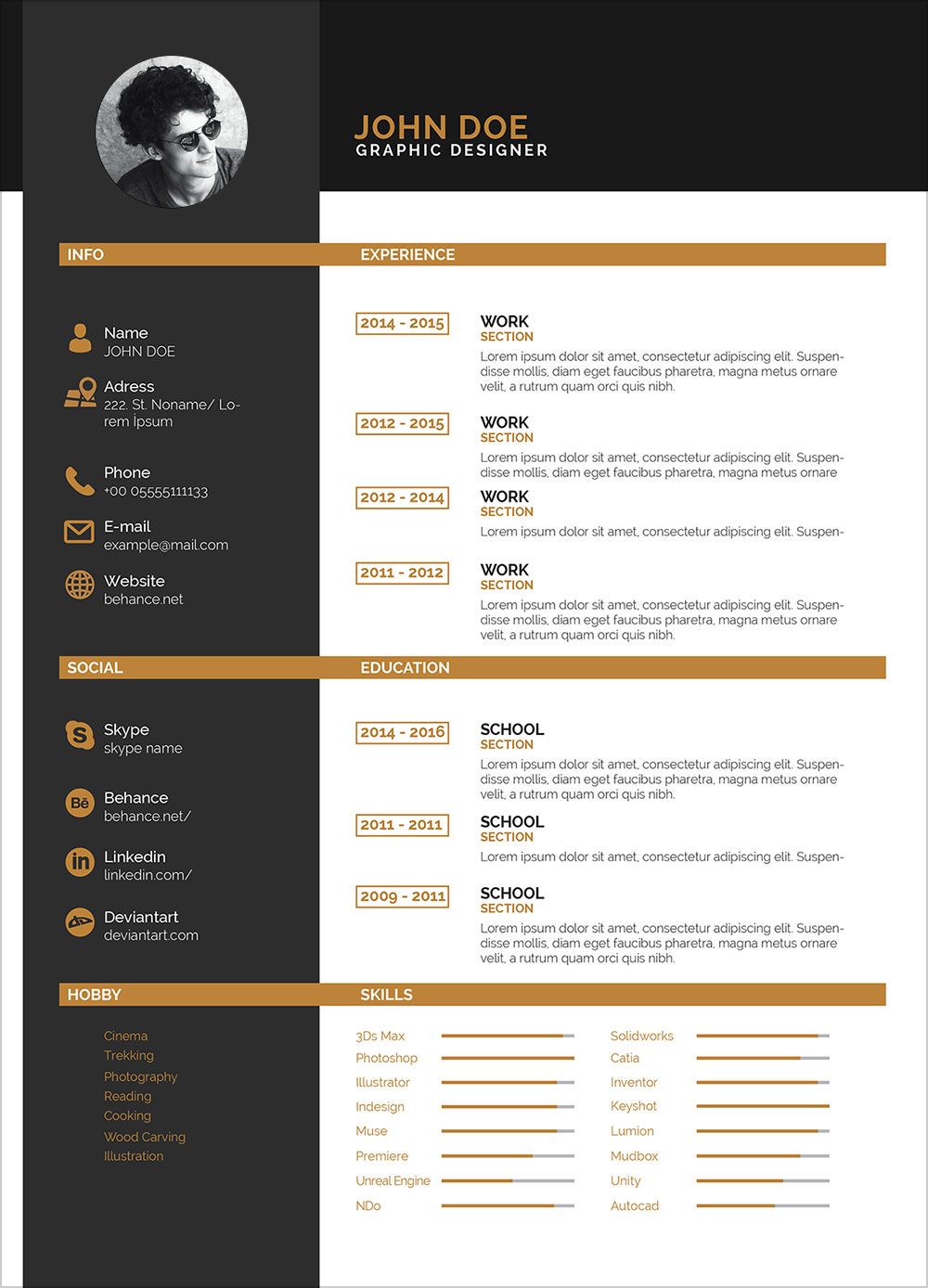 Free Clean Two Color Resume Template In Indesign INDD