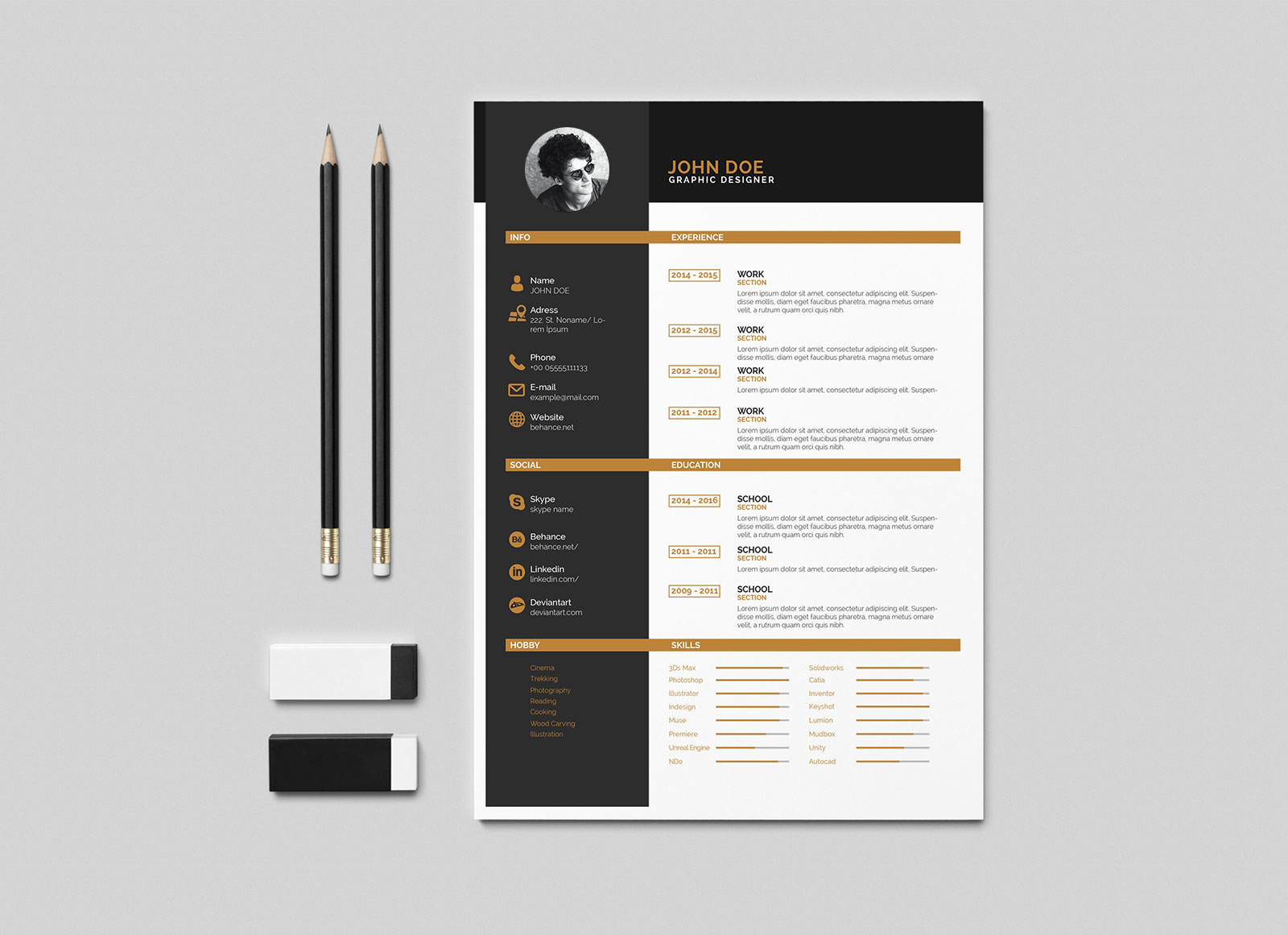 free clean two color resume template in indesign indd