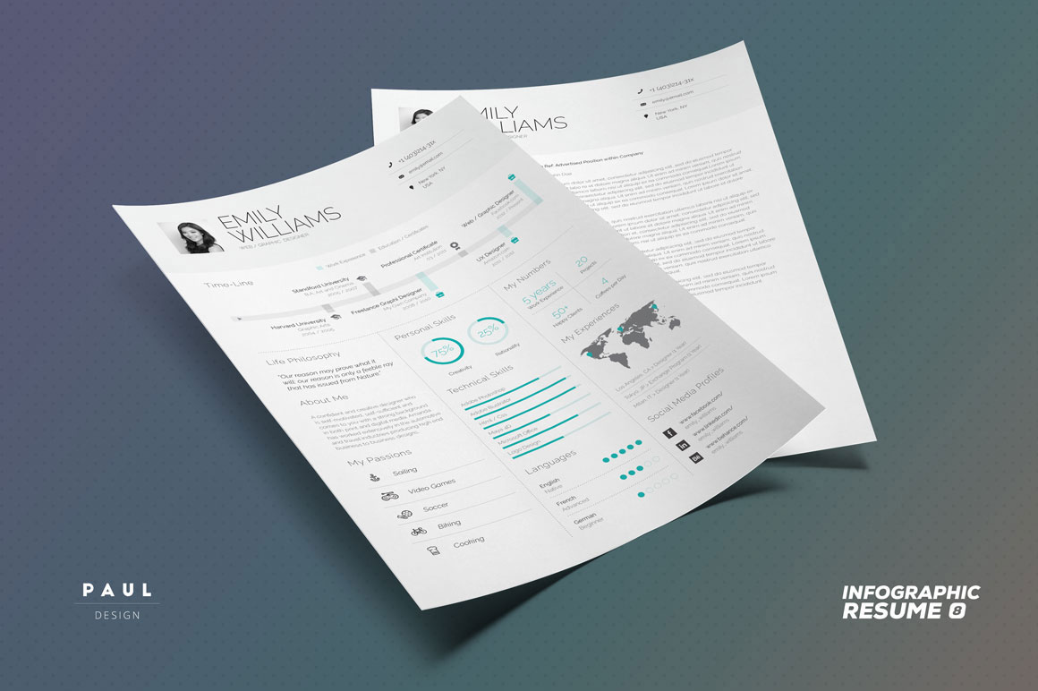 free infographic resume cv template in indesign  word  u0026 pdf format