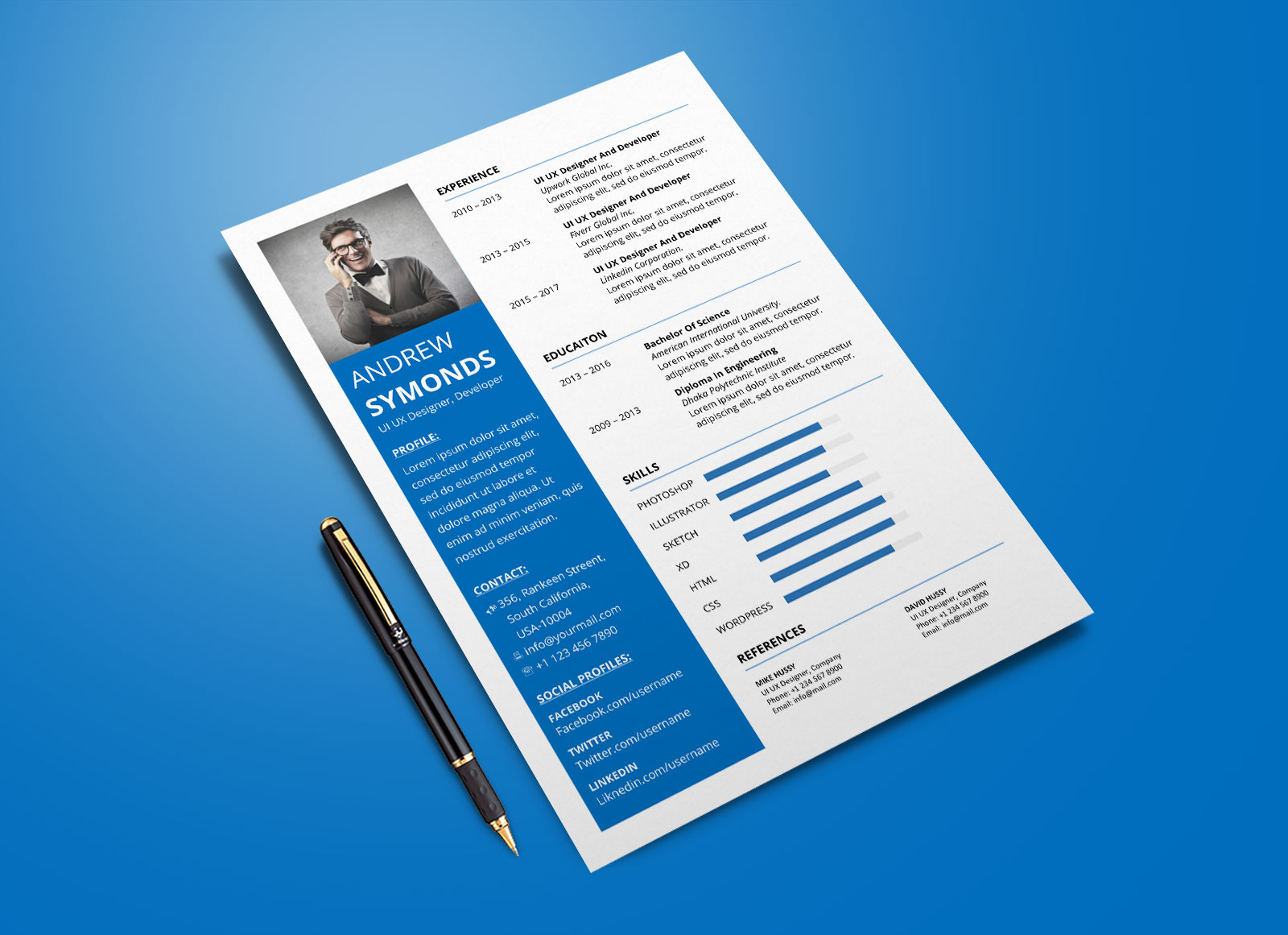 free modern resume template in word docx format