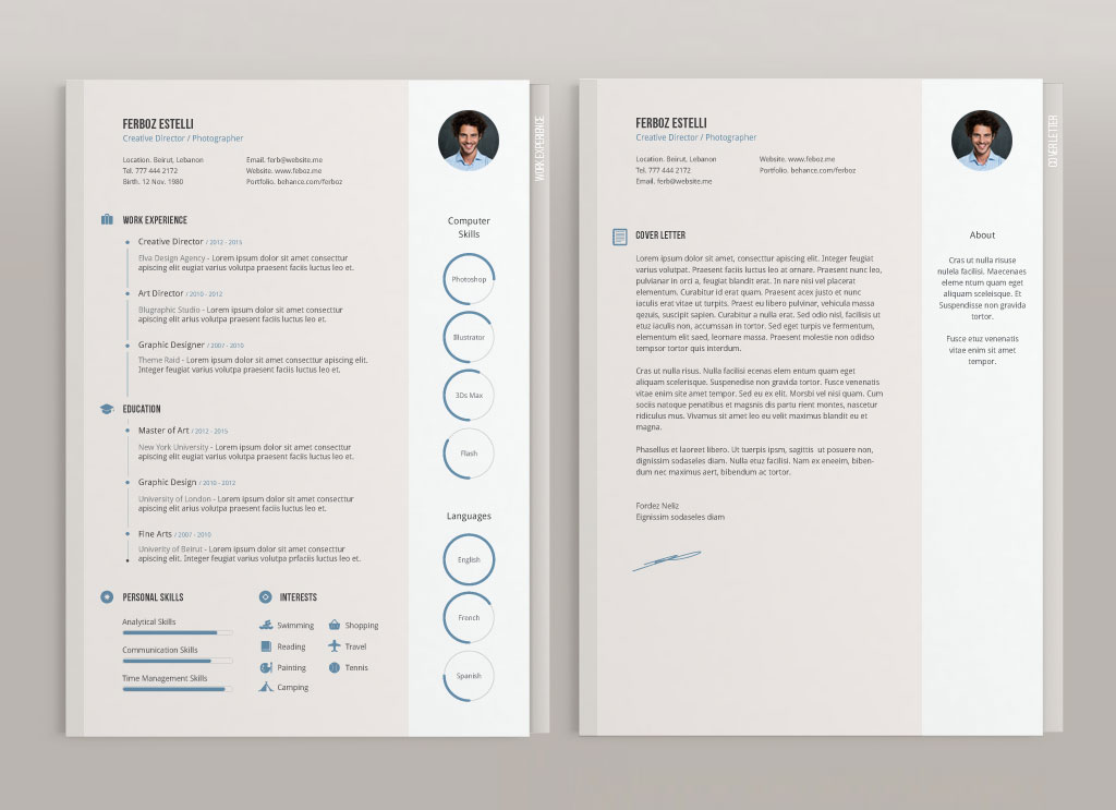free professional resume  cv  template with cover letter