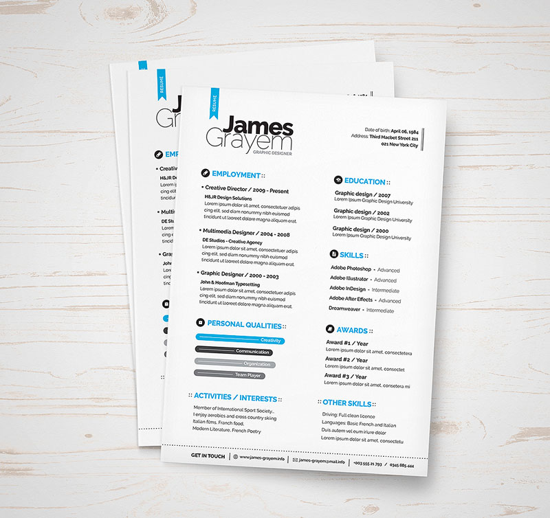 free professional resume   cv template  u0026 cover letter for