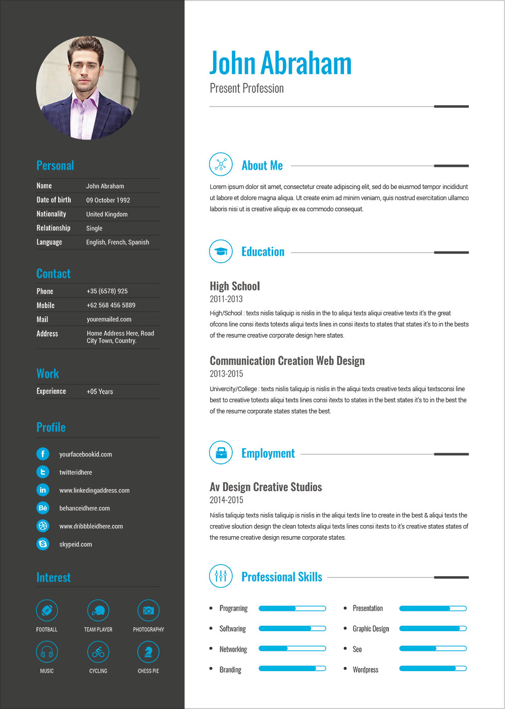 free professional resume template  u0026 cover design in indd