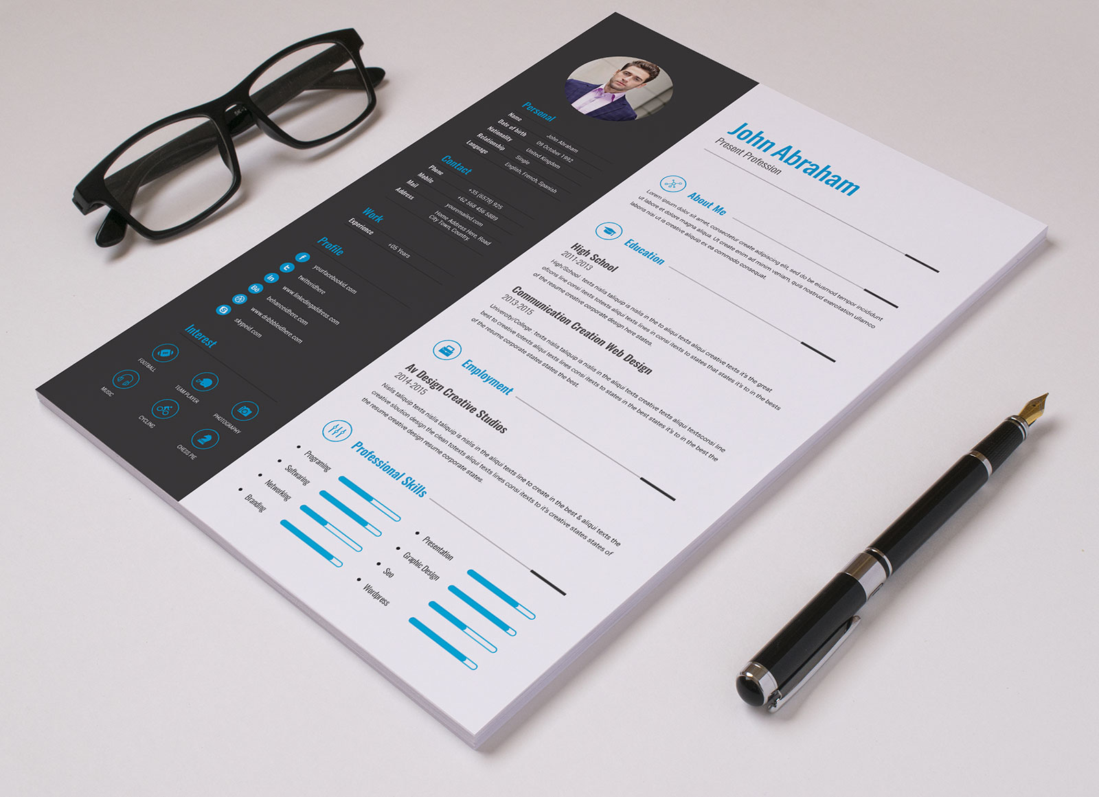 free professional resume template  u0026 cover design in indd