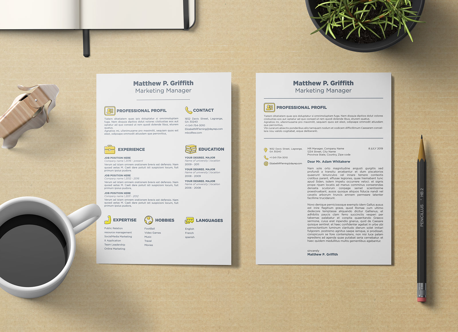 free resume   cv template  u0026 cover letter in word   psd  indd  u0026 ai for marketing managers