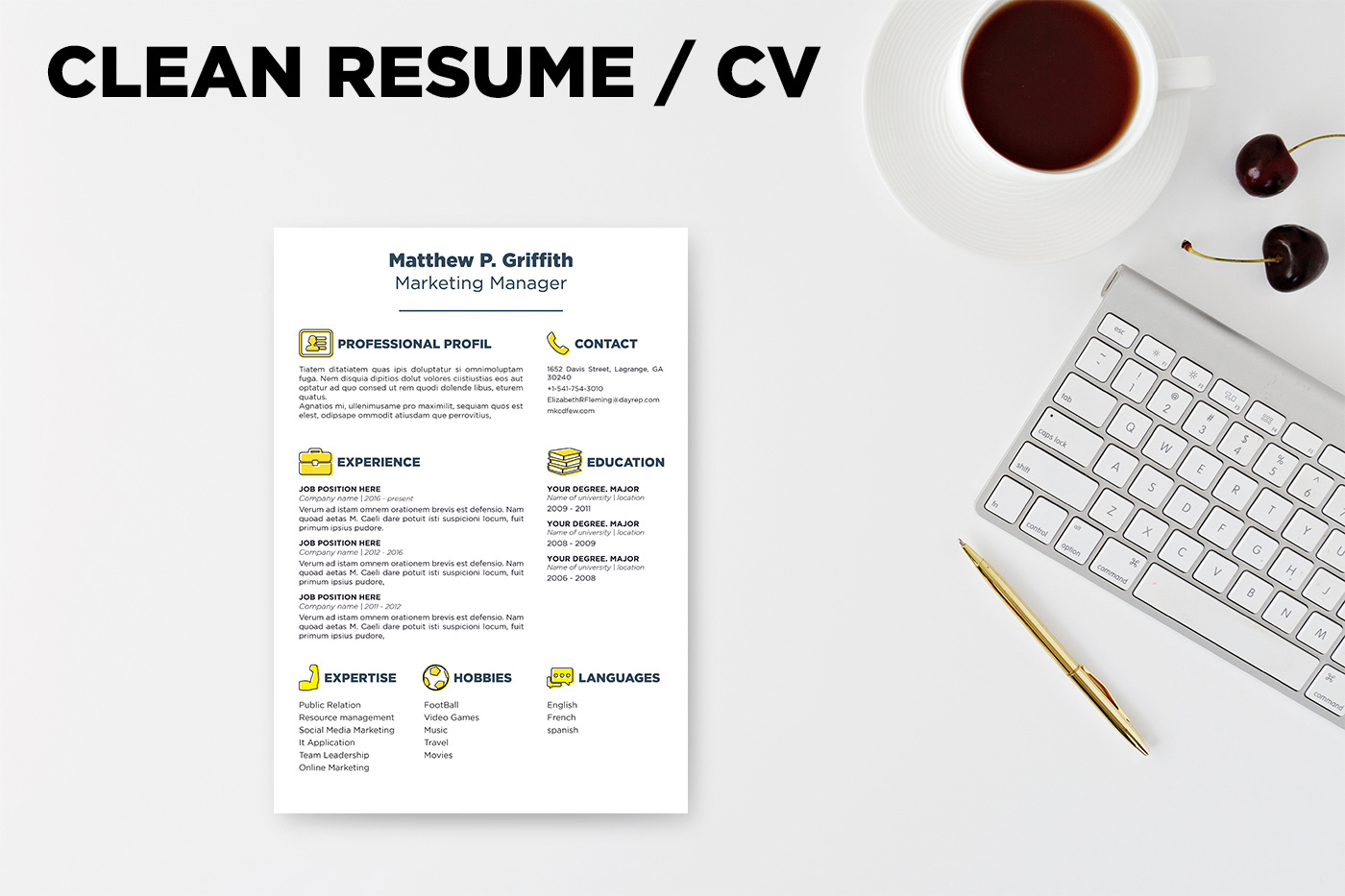 free resume   cv template  u0026 cover letter in word   psd  indd  u0026 ai for marketing managers