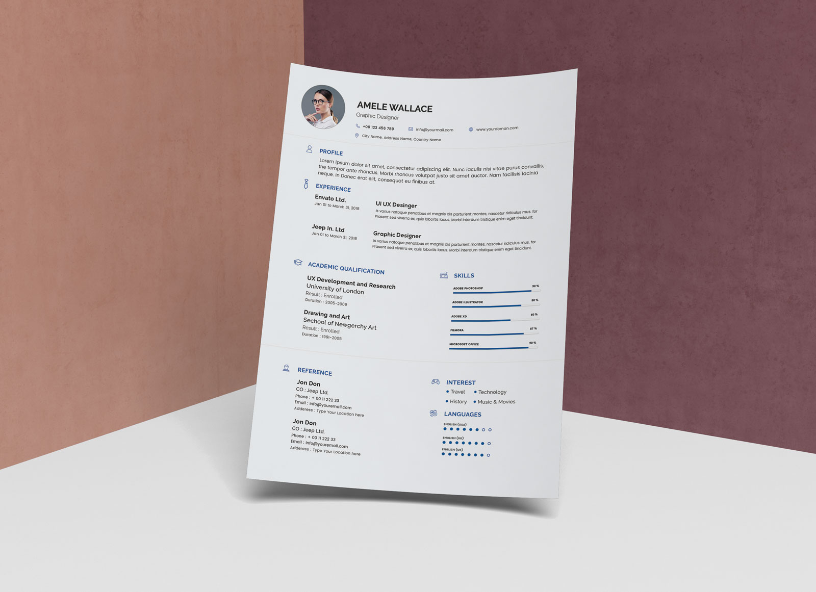 free simple resume template in photoshop psd format