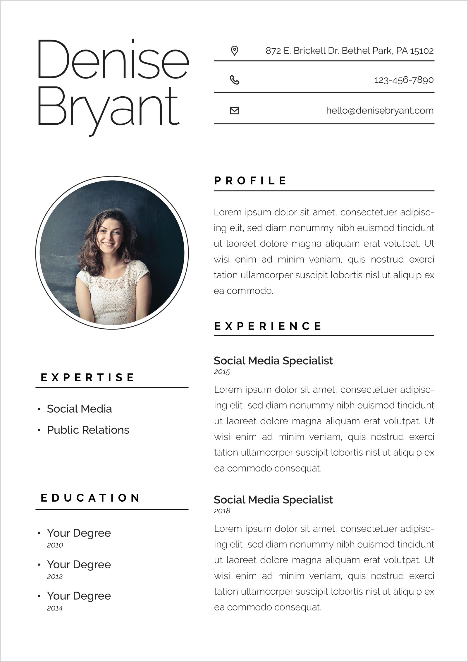 free ai resume   cv format for social media specialists