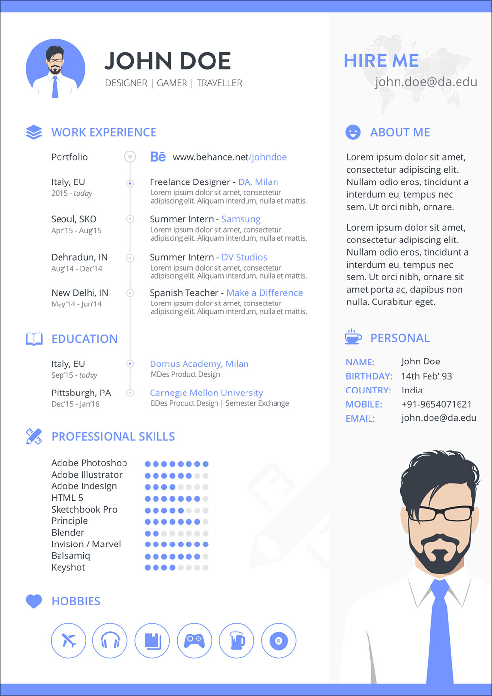 free cv template download psd