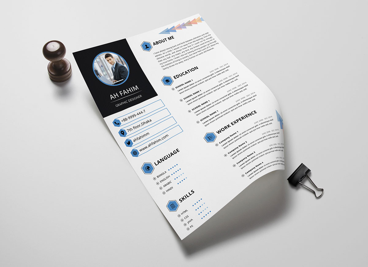 free simple resume template in psd format