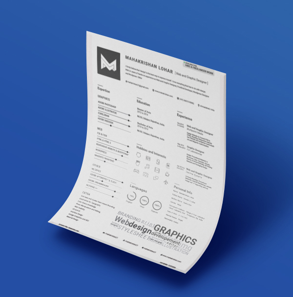 Free Clean & Minimal Resume Template For Graphic & Web Designers Ai File