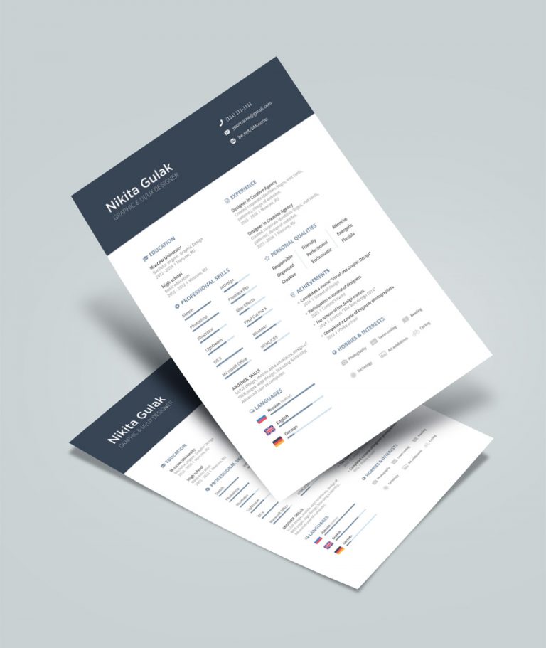 Simple Resume (CV) Template Design For Graphic Designer Ai File - Good
