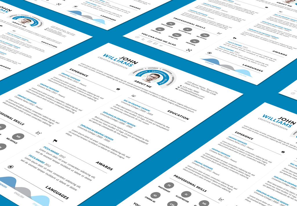 Clean and Professional Resume (CV) Design Template PSD File (1)