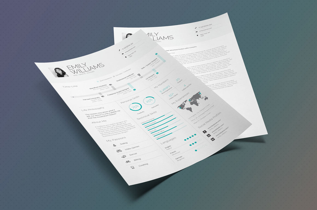 Free Infographic Resume (CV) Design Template With Cover Letter In Doc & InDesign-2