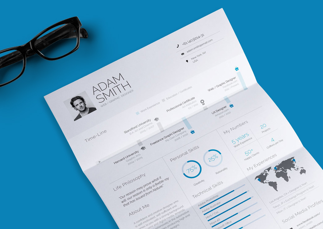 free infographic resume  cv  design template with cover