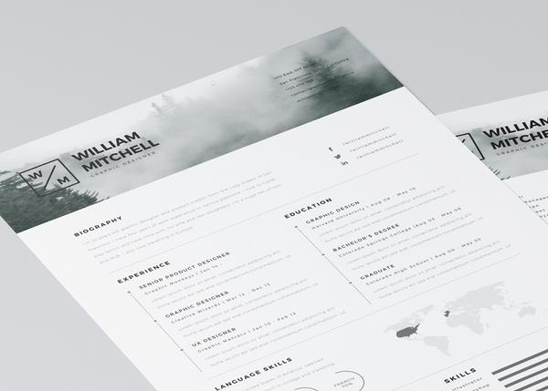 Free Minimalist Resume (CV) Design Template PSD & Ai Files (3)
