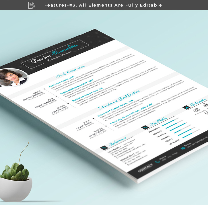 Free Professional Resume (CV) Design Template With Cover Letter PSD Files (5)