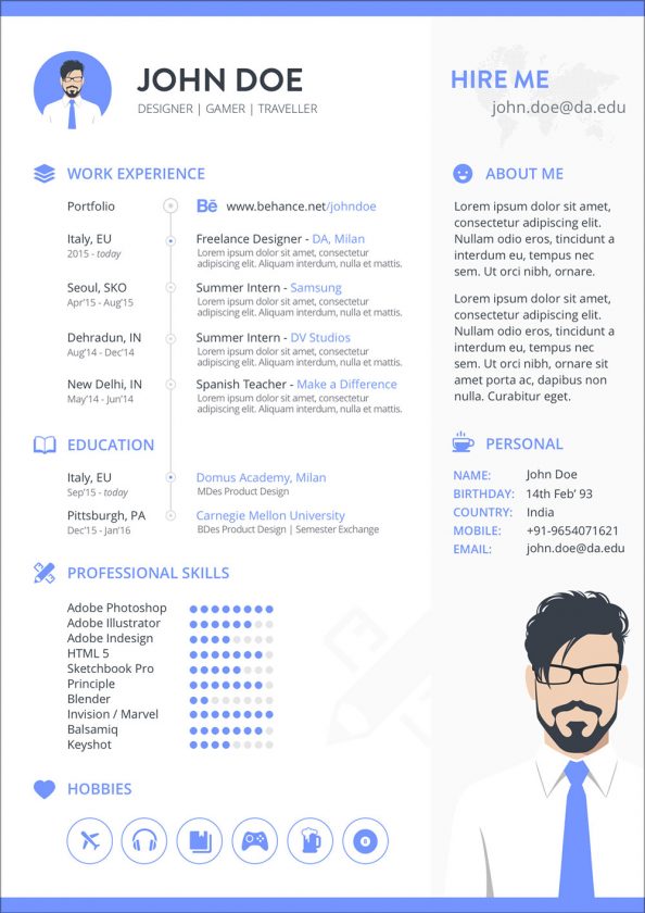 Free Resume Template In Sketch For Game Designers - Good Resume